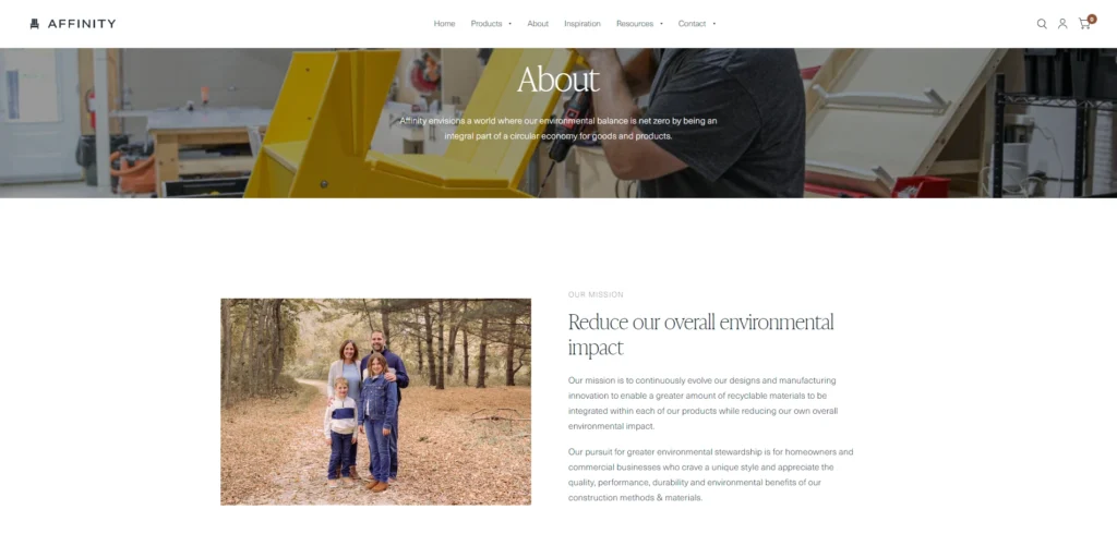 A screen capture of Affinity’s About Us page.