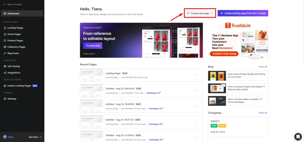 Create A New Page with GemPages v6.