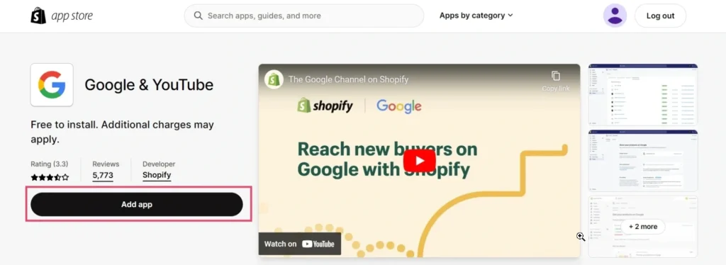 Install ‘Google & YouTube’ sales channel