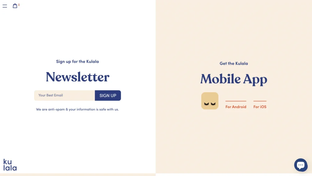 Kulala's lead capture page.