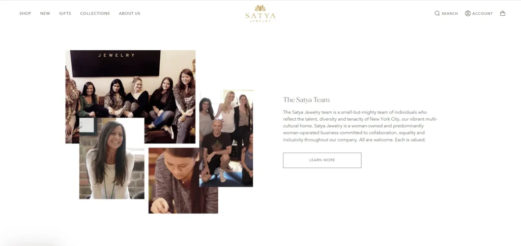 A screen capture of Satya’s About Us page.