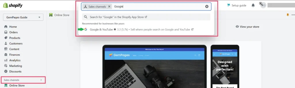 Install ‘Google & YouTube’ sales channel