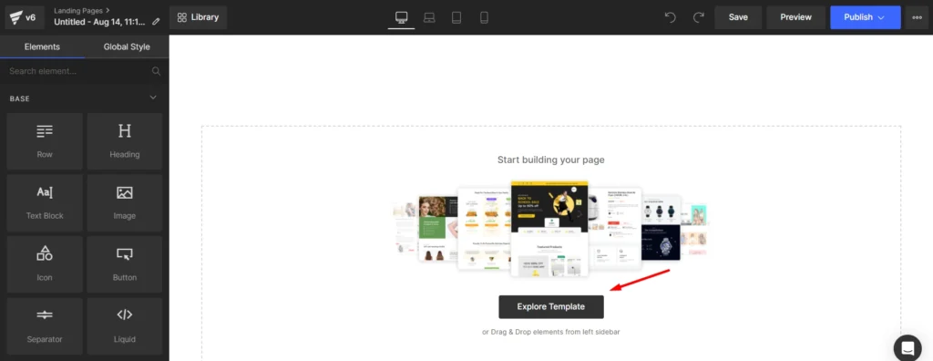 Click explore template to browse a testimonial page on GemPages v6.