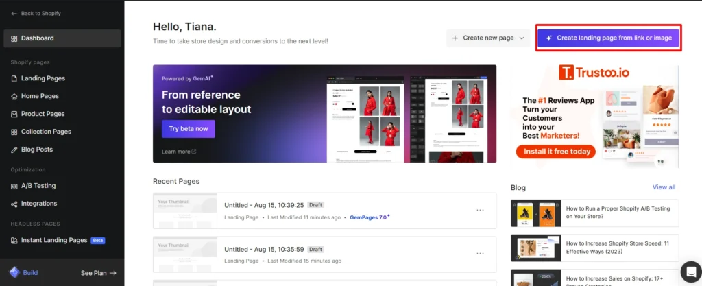 Create a landing page on GemPages