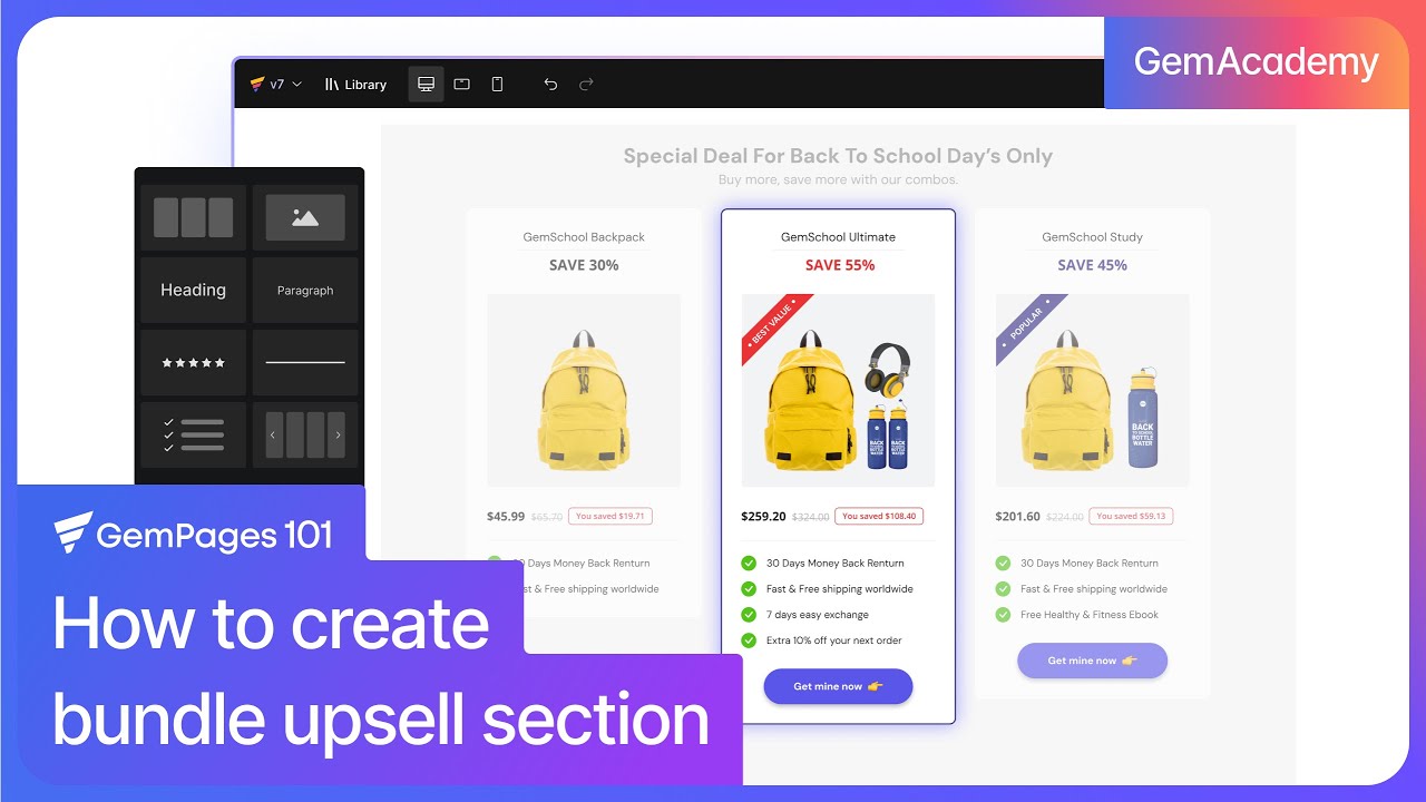 How to create a bundle upsell section