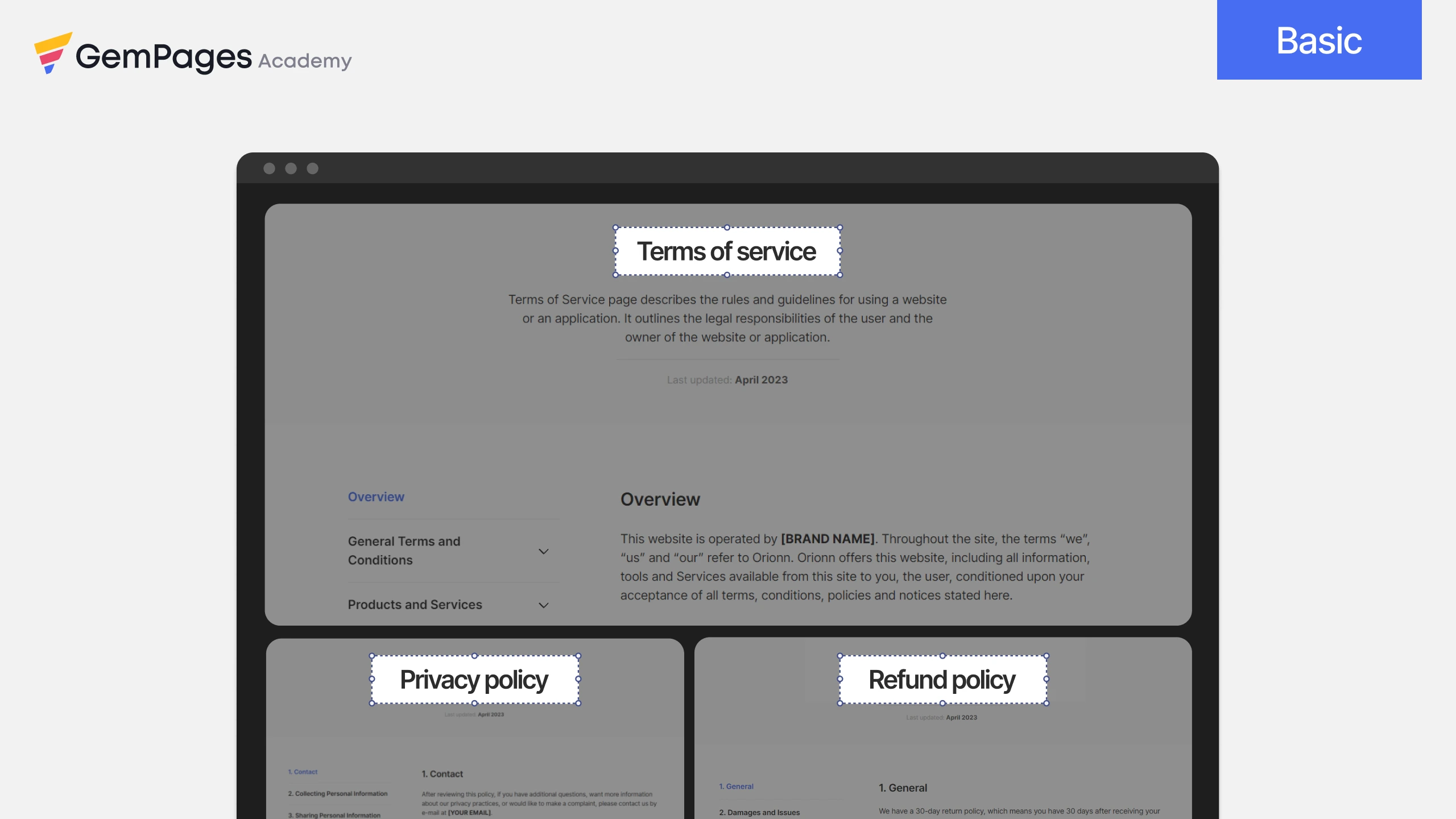 How to create a legal page with GemPages