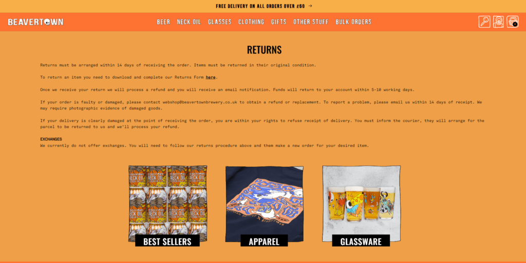 Legal pages of Beavertown Brewery.