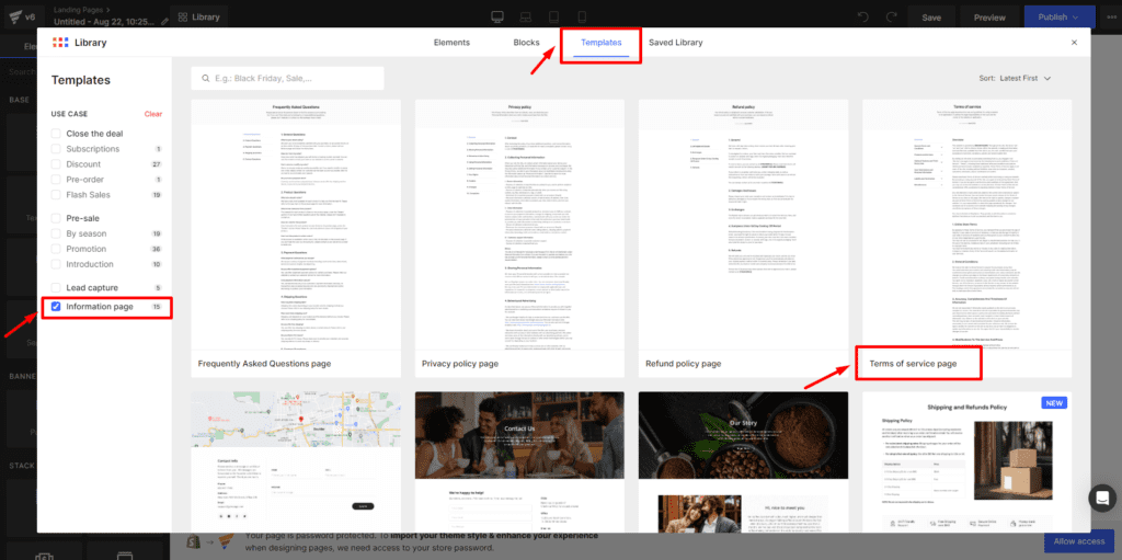 Add a template to the page in GemPages v6.
