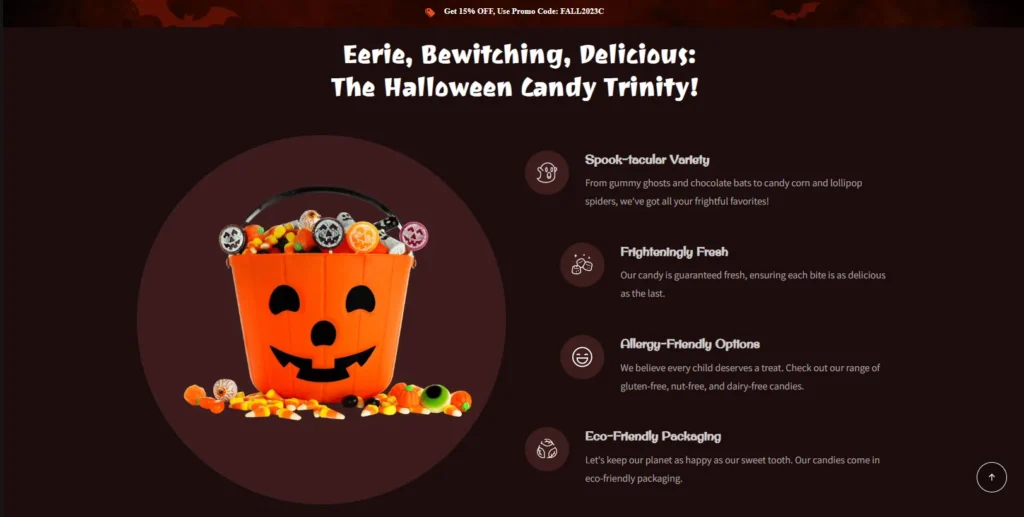 Screenshot of GemPages Halloween template.
