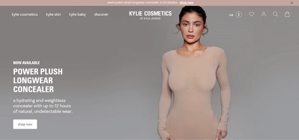 Kylie Cosmetics maintains brand consistency by using neutral colors.