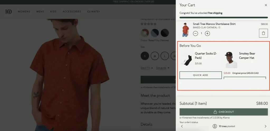 Personalized product recommendations example.
