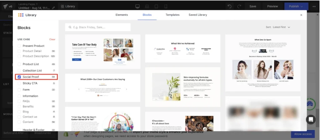 Social proof sections on GemPages v6.
