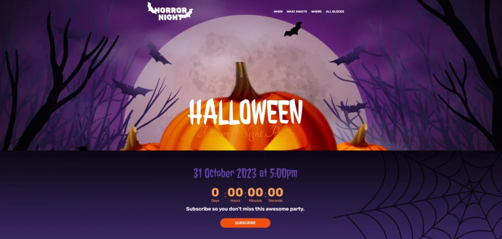 halloween landing page template