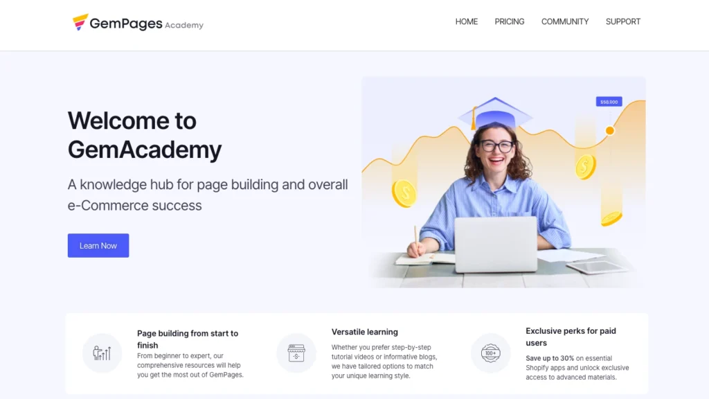 GemAcademy homepage.