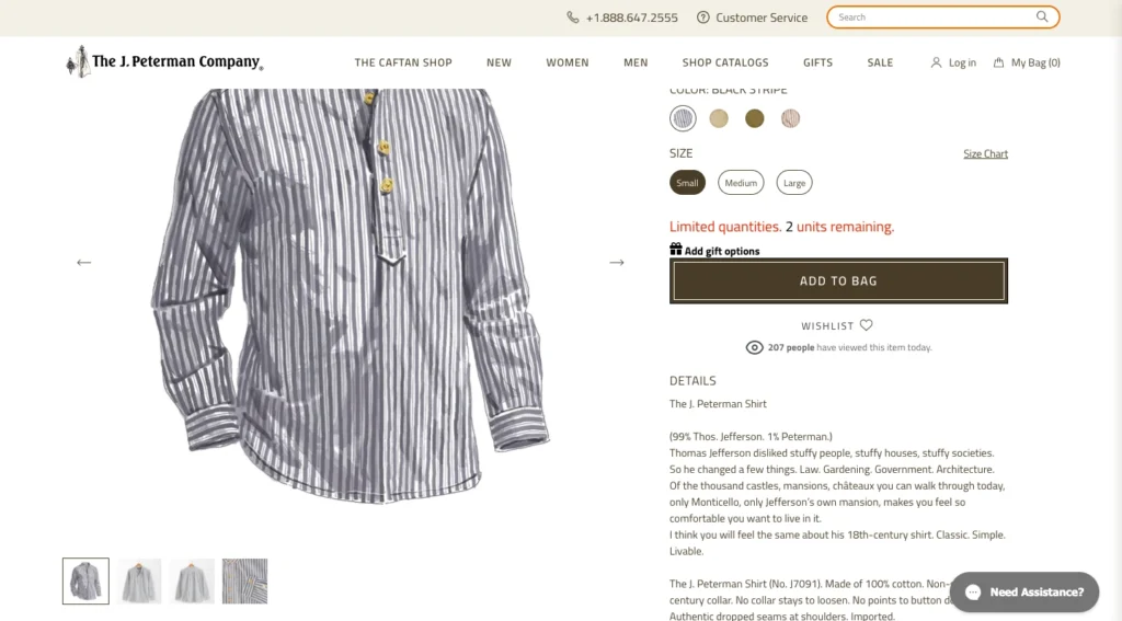 The J. Peterman Shirt with a captivating storytelling description