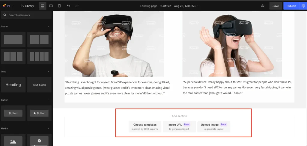 Add sections in the image-to-layout feature.