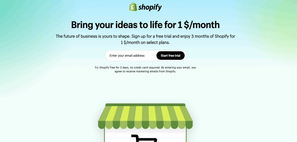 Example of a click-through landing page