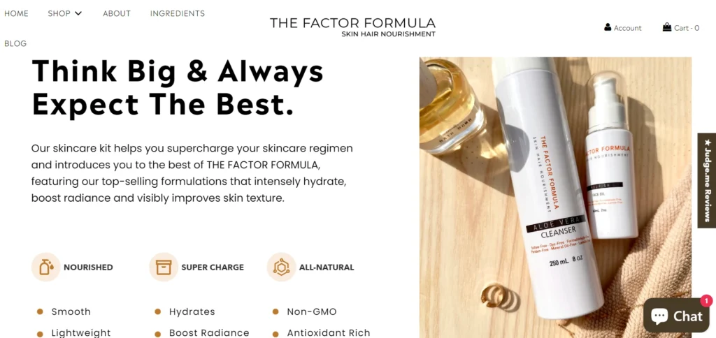 Factor Formula’s homepage