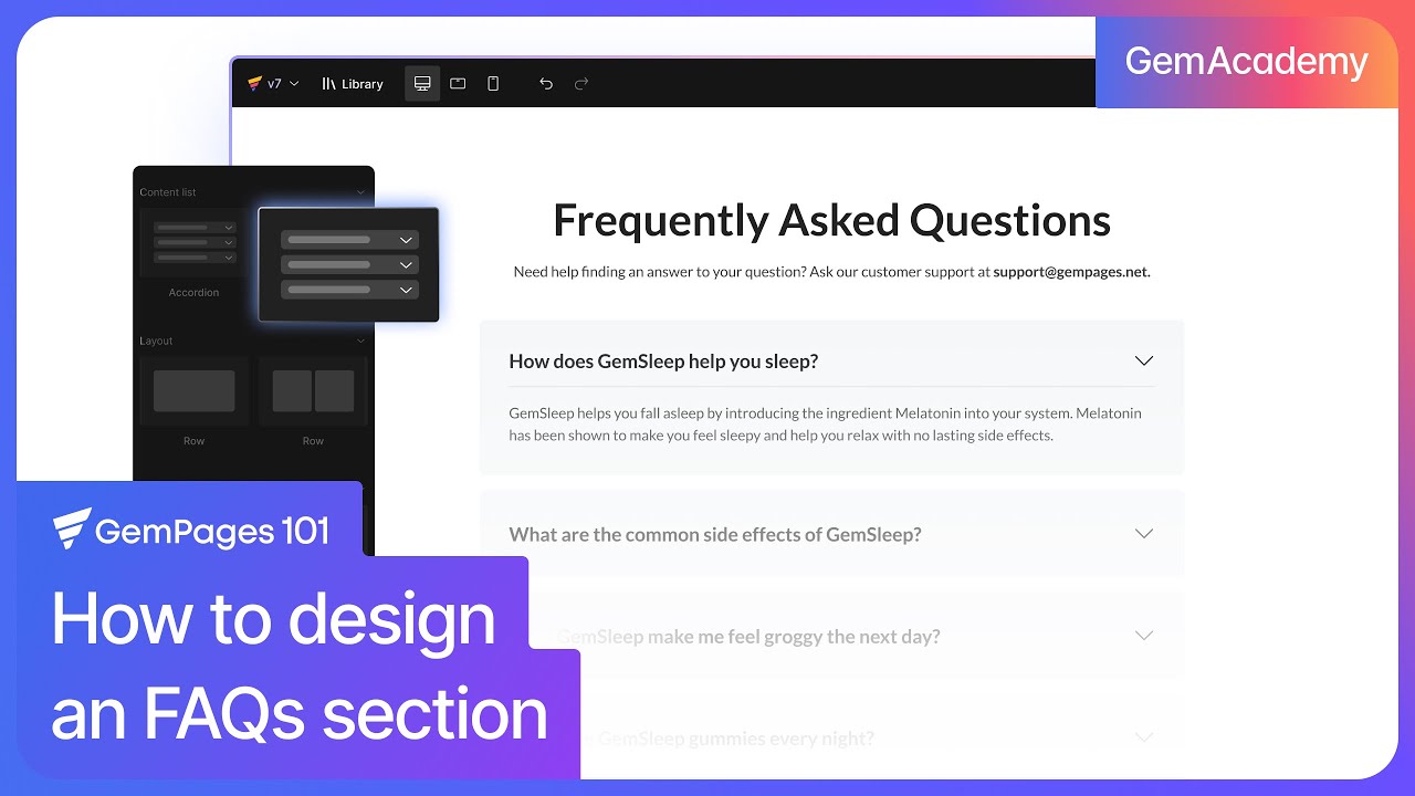 create a FAQ section with GemPages