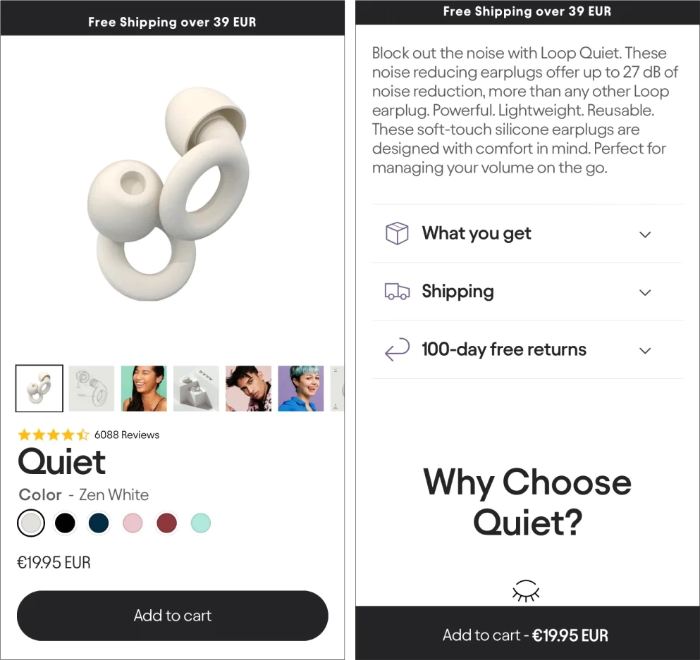 Loop’s mobile design.
