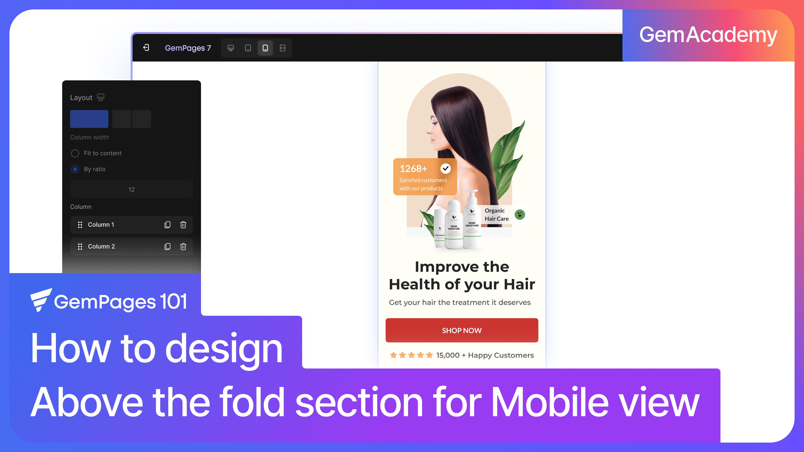 above the fold section for mobile