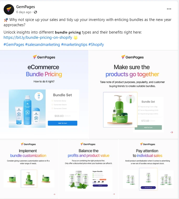 A screenshot of GemPages’ social media marketing.