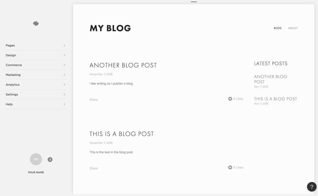 The image screenshot of account.squarespace.com