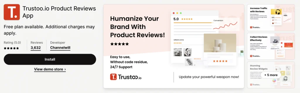 Screenshot of the Trustoo app.