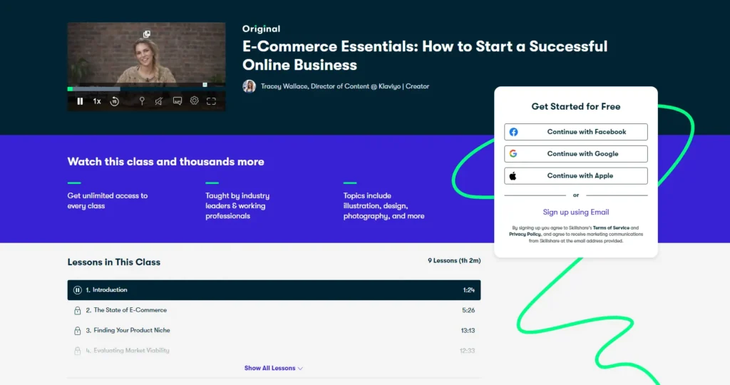 ecommerce course skillshare screenshot